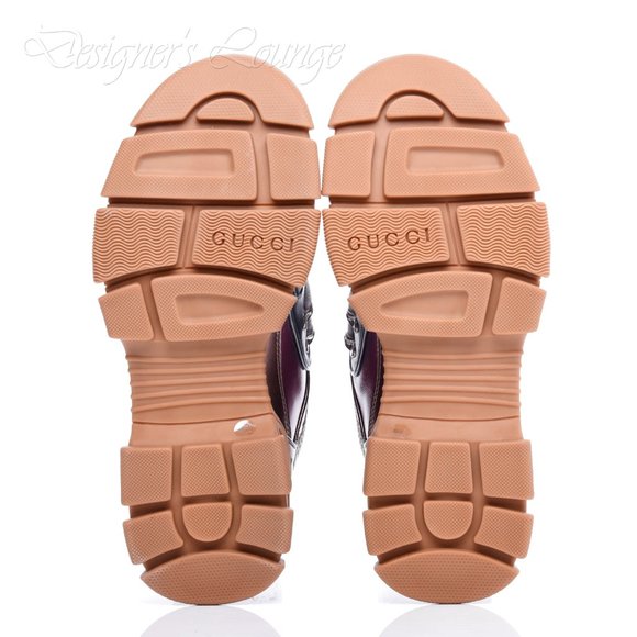 ⚡️SOLD! NEW GUCCI Flashtrek EU 39 / US 8.5 Metallic Leather SEGA Logo Sneakers - Picture 12 of 12